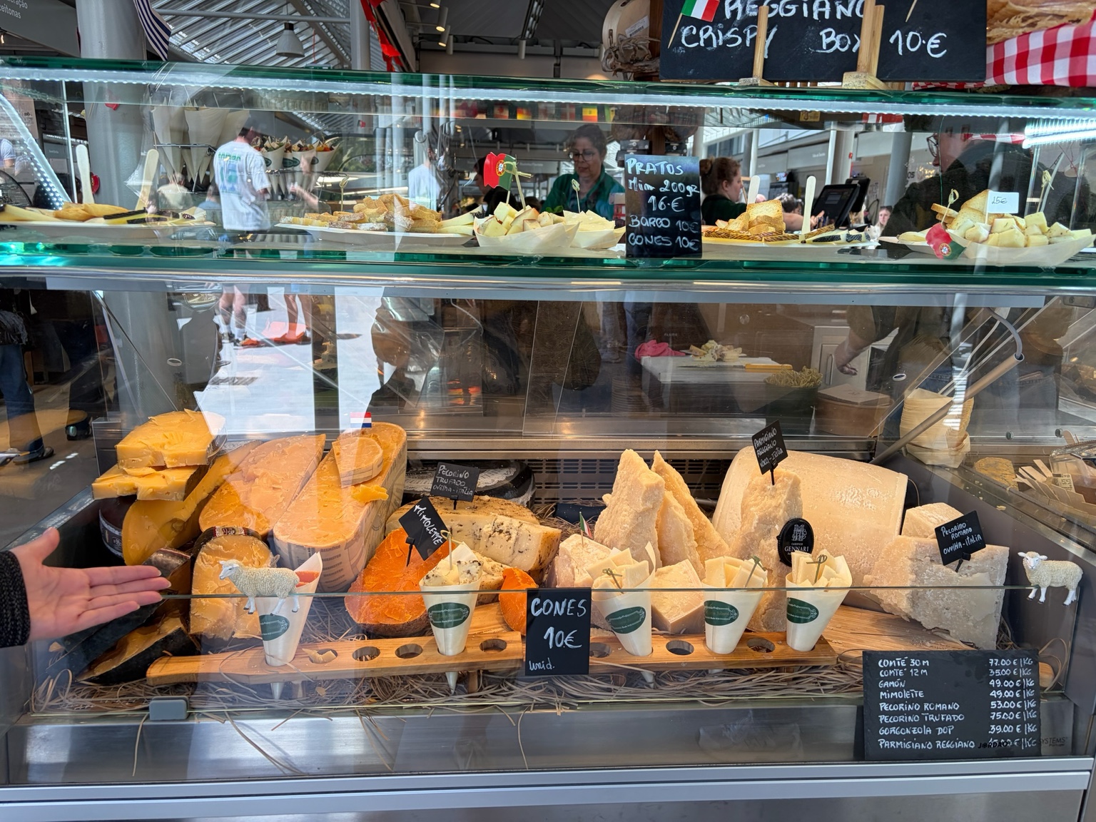 A generous display of cheeses at Mercado do Bolhão